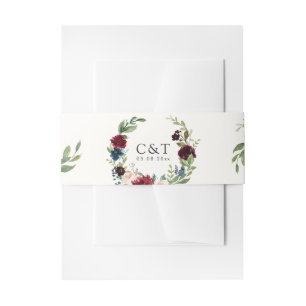 Burgundy Bouquet   Wreath Uitnodigingen Wikkel