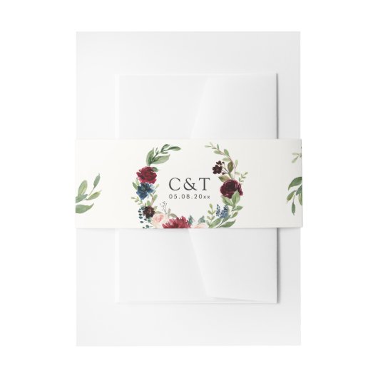 Burgundy Bouquet | Wreath Uitnodigingen Wikkel (Voorkant Voorbeeld)