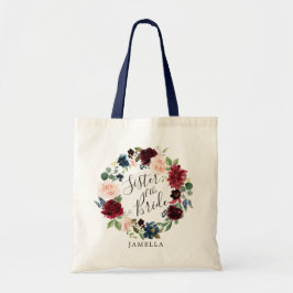 Burgundy Bouquet Wreath | Zuster van de Bride Tote Bag