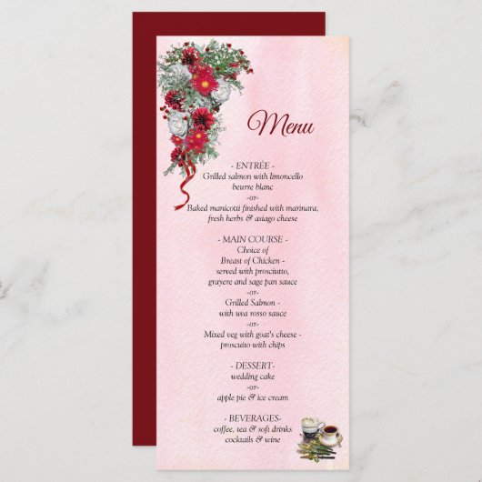 Burgundy Bouquets Flowers Menu (Voorkant / Achterkant)