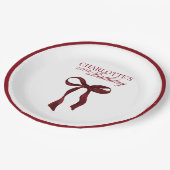Burgundy Bow Birthday Papieren Bordje (Gekanteld)