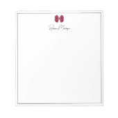 Burgundy Bow Border Script Custom Name Script Notitieblok (Voorkant)