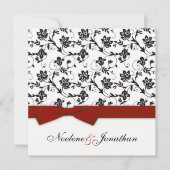 Burgundy Bow Flower Wedding Invitation Kaart (Voorkant)