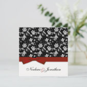 Burgundy Bow Flower Wedding Invitation Kaart (Staand voorkant)