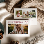 Burgundy Bow Photo Christmas Card Feestdagenkaart
