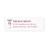 Burgundy Bow Return Address Label (Voorkant)
