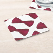 Burgundy Bow Stropdas Bowtie Groom Prom Wedding Mo Kartonnen Onderzetters (Schuin)