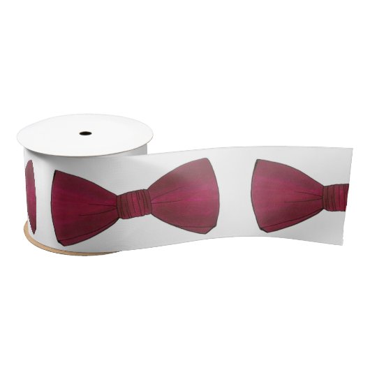Burgundy Bow Stropdas Bowtie Groom Wedding Prom Ri Satijnen Lint (Spoel)