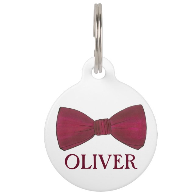 Burgundy Bow Stropdas Bowtie Menswear Formal Dog L Huisdierpenning (Voorkant)