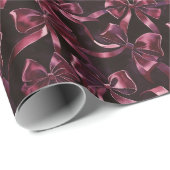 Burgundy Bows Christmas Cadeaupapier (Rol Hoek)