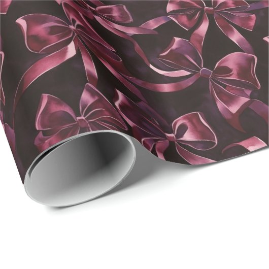 Burgundy Bows Christmas Cadeaupapier (Rol Hoek)
