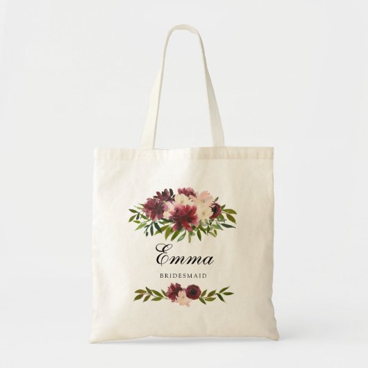 Burgundy Bridesmaid Bridal Party Canvas tas (Voorkant)