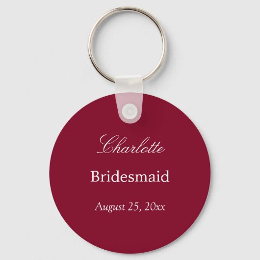 Burgundy Bridesmaid Dank u Sleutelhanger (Voorkant)