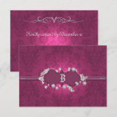 Burgundy Brocade RSVP Kaartje (Voorkant / Achterkant)