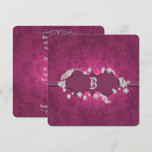 Burgundy Brocade Wedding Invitation Kaart
