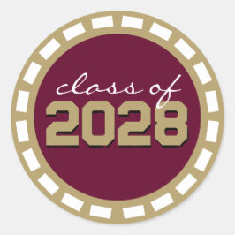 Burgundy & Brons Goud Filmstrip Afstudeerceremonie Ronde Sticker