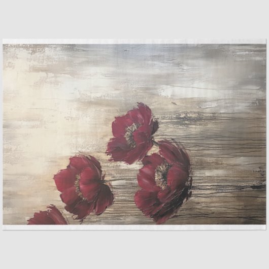 Burgundy & Bronzen Bloemveld, abstract realisme  Tissuepapier (Voorkant)