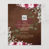Burgundy Brown Floral Winter Fall Wedding Invite Flyer (Achterkant)