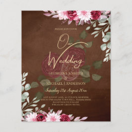 Burgundy Brown Floral Winter Fall Wedding Invite Flyer