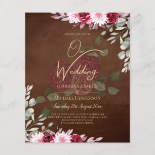 Burgundy Brown Floral Winter Fall Wedding Invite Flyer