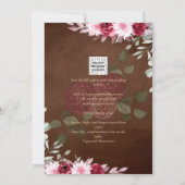 Burgundy Bruine Bloemige Winter Herfst Trouw Uitno Kaart (Achterkant)