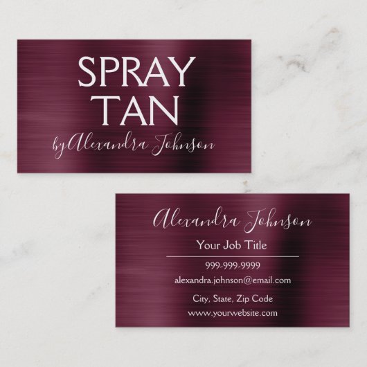Burgundy Brushed Metal Spray Tan Visitekaartje (Voorkant / Achterkant)
