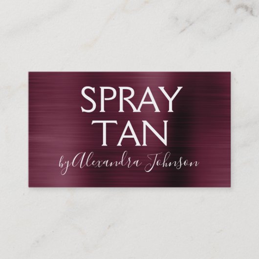 Burgundy Brushed Metal Spray Tan Visitekaartje (Voorkant)