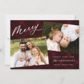 Burgundy Brushed Pset 3 Foto Feestdagenkaart (Voorkant)