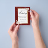 Burgundy Budget Weduwschap Uitnodiging roze Peony Flyer (Hand)