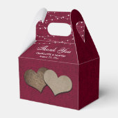 Burgundy Burlap Heart Wedding Bedankt Bedankdoosjes (Achterkant)