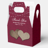 Burgundy Burlap Heart Wedding Bedankt Bedankdoosjes (Geopend)