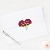 Burgundy Burlap Sunflower Weddenschap Bedankt Hart Sticker (Envelop)