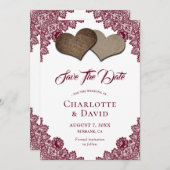 Burgundy Burlap Wedding Save the Date Kaart (Voorkant / Achterkant)