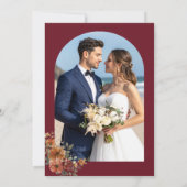 Burgundy Burnt Orange Rust Floral Wedding Photo Bedankkaart (Achterkant)