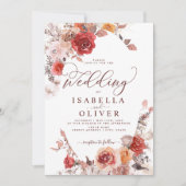 Burgundy Burnt Oranje BohoTerracotta Wedding Invit Kaart (Voorkant)