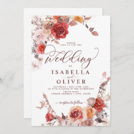 Burgundy Burnt Oranje BohoTerracotta Wedding Invit Kaart