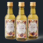 Burgundy Burnt Oranje Floral Women 50th Birthday Wijn Etiket<br><div class="desc">Elegant bruine roest,  verbrand sinaasappel en roomkleurige florale en foliage damesverjaardagsfeest,  aangepast op etiketten van mini-likeur. Ontwerp uw flessenlabels voor elke leeftijd. Neem contact met mij op voor hulp bij uw aanpassingen of om extra overeenkomende of coördinerende Zazzle-producten voor uw partij aan te vragen.</div>