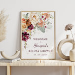 Burgundy Burnt Oranje Vrijgezellenfeest Welkom Poster<br><div class="desc">Dit voortreffelijke botanische florale welkomstteken is de perfecte aanraking voor je tuinthemaevenement. Pas de uitnodiging aan met uw details en als u de stijl en plaatsing van de tekst verder wilt herschikken,  drukt u op de knop "Klik om verder aan te passen".</div>