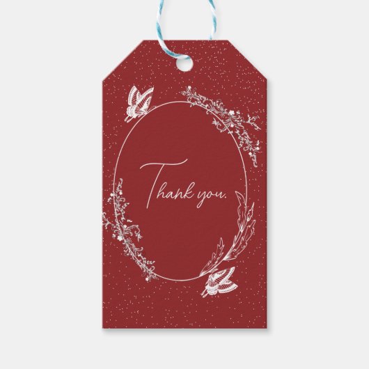 Burgundy Butterfly Card Cadeaulabel (Voorkant)