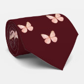 Burgundy Butterfly Work Professional Mannen & Wome Stropdas (Opgerold)