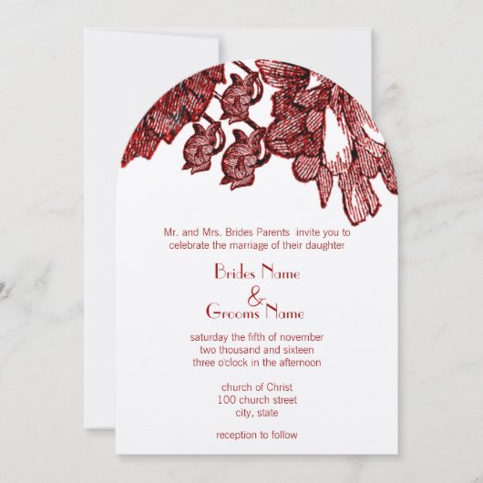 Burgundy Cabbage Roos Wedding Invitation Kaart (Voorkant)