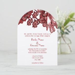 Burgundy Cabbage Roos Wedding Invitation Kaart