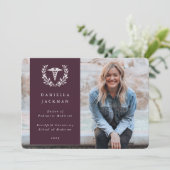 Burgundy Caduceus Medical School Afstuderen Foto Aankondiging (Staand voorkant)