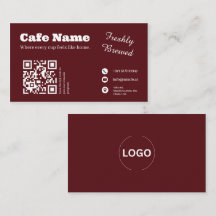 Burgundy Café Zakelijke Kaart QR Code Ontwerp