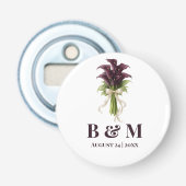 Burgundy Calla Lily Wedding Bouquet Ivory Ribbon Button Flesopener (Voorkant)