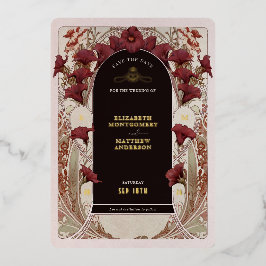 Burgundy Calla Lily Wedding Save The Date Folie Uitnodiging