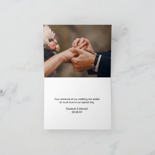 Burgundy Calligrafie 3 fotobruiloft bedankt (Binnen)