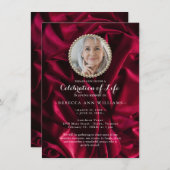 Burgundy Calligrafie Fotocering van het leven Kaart (Voorkant / Achterkant)