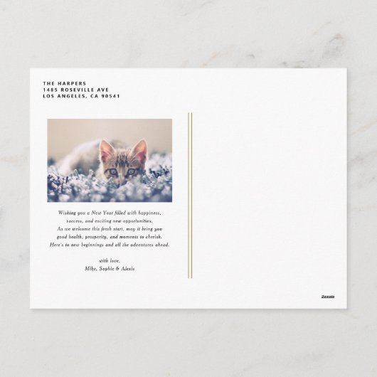 Burgundy Calligraphy and Wreath New Year Photo Feestdagenkaart (Achterkant)