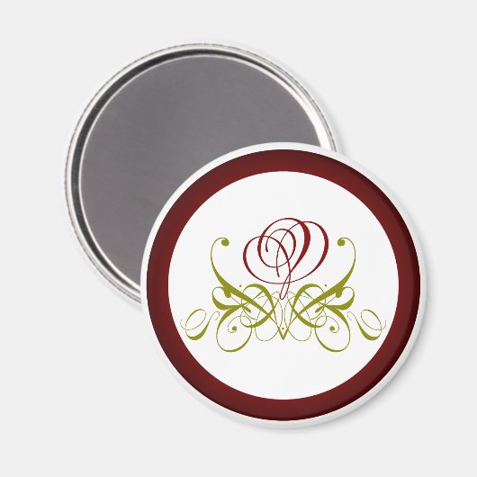 Burgundy Calligraphy Roos Magneet (Voorkant / Achterkant)